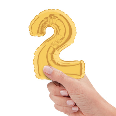 Betallic 7 inch NUMBER 2 - GOLD MEGALOON Foil Balloon 14842G-B-U