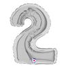 Betallic 7 inch NUMBER 2 - SILVER MEGALOON Foil Balloon 14842S-B-U