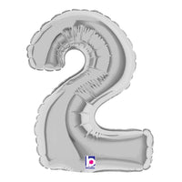 Betallic 7 inch NUMBER 2 - SILVER MEGALOON Foil Balloon 14842S-B-U