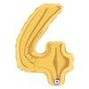 Betallic 7 inch NUMBER 4 - GOLD MEGALOON Foil Balloon 14844G-B-U