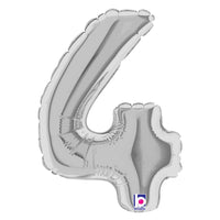 Betallic 7 inch NUMBER 4 - SILVER MEGALOON Foil Balloon 14844S-B-U