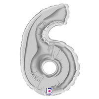 Betallic 7 inch NUMBER 6 - SILVER MEGALOON Foil Balloon 14846S-B-U