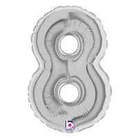 Betallic 7 inch NUMBER 8 - SILVER MEGALOON Foil Balloon 14848S-B-U