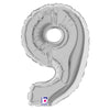 Betallic 7 inch NUMBER 9 - SILVER MEGALOON Foil Balloon 14849S-B-U