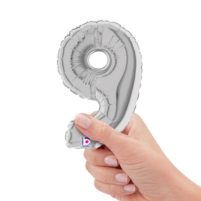 Betallic 7 inch NUMBER 9 - SILVER MEGALOON Foil Balloon 14849S-B-U