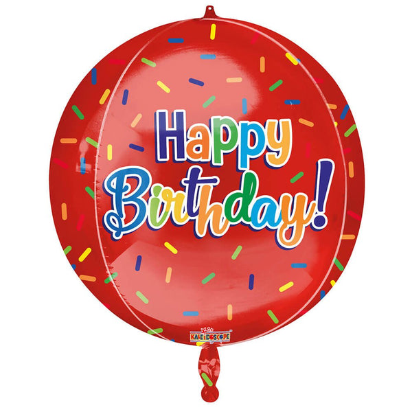 15 inch BIRTHDAY ON RED SPHERE - LA Balloons