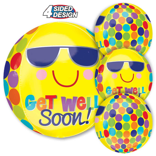 15 inch BRIGHT SUNNY GET WELL SOON ORBZ - LA Balloons