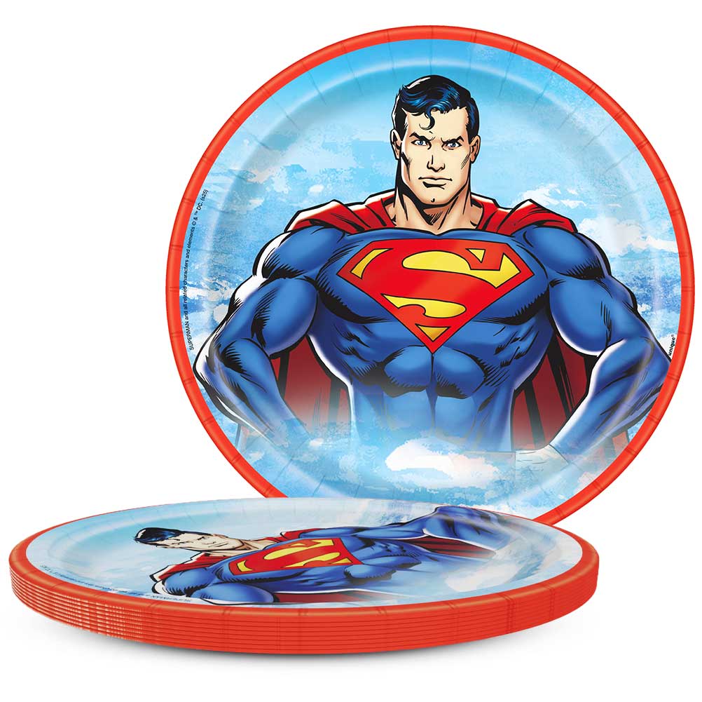9 inch SUPERMAN ROUND DINNER PLATES (8 PK)