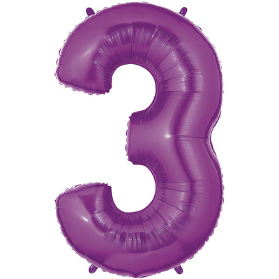 Betallic 40 inch NUMBER 3 - PURPLE MEGALOON Foil Balloon 15843PP-B-P