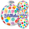16 inch HAPPY BIRTHDAY BIG DOTS ORBZ - LA Balloons
