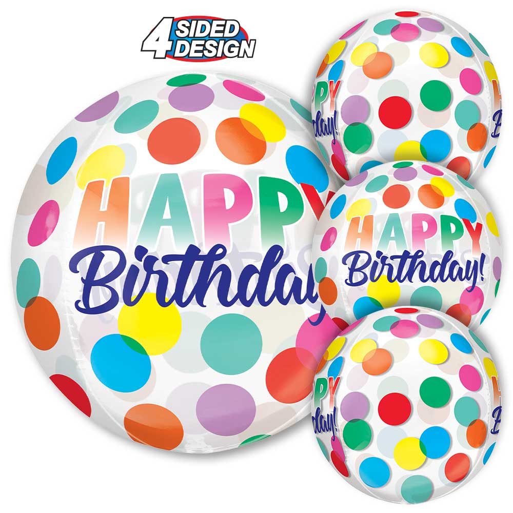 16 inch HAPPY BIRTHDAY BIG DOTS ORBZ