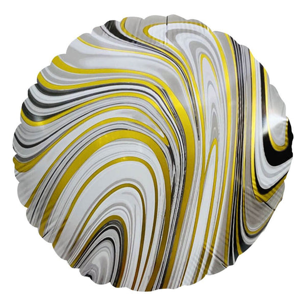 18 inch AGATE ROUND - BLACK & GOLD - LA Balloons