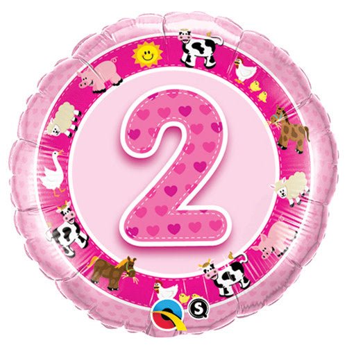 18 inch AGE 2 PINK FARM ANIMALS - LA Balloons