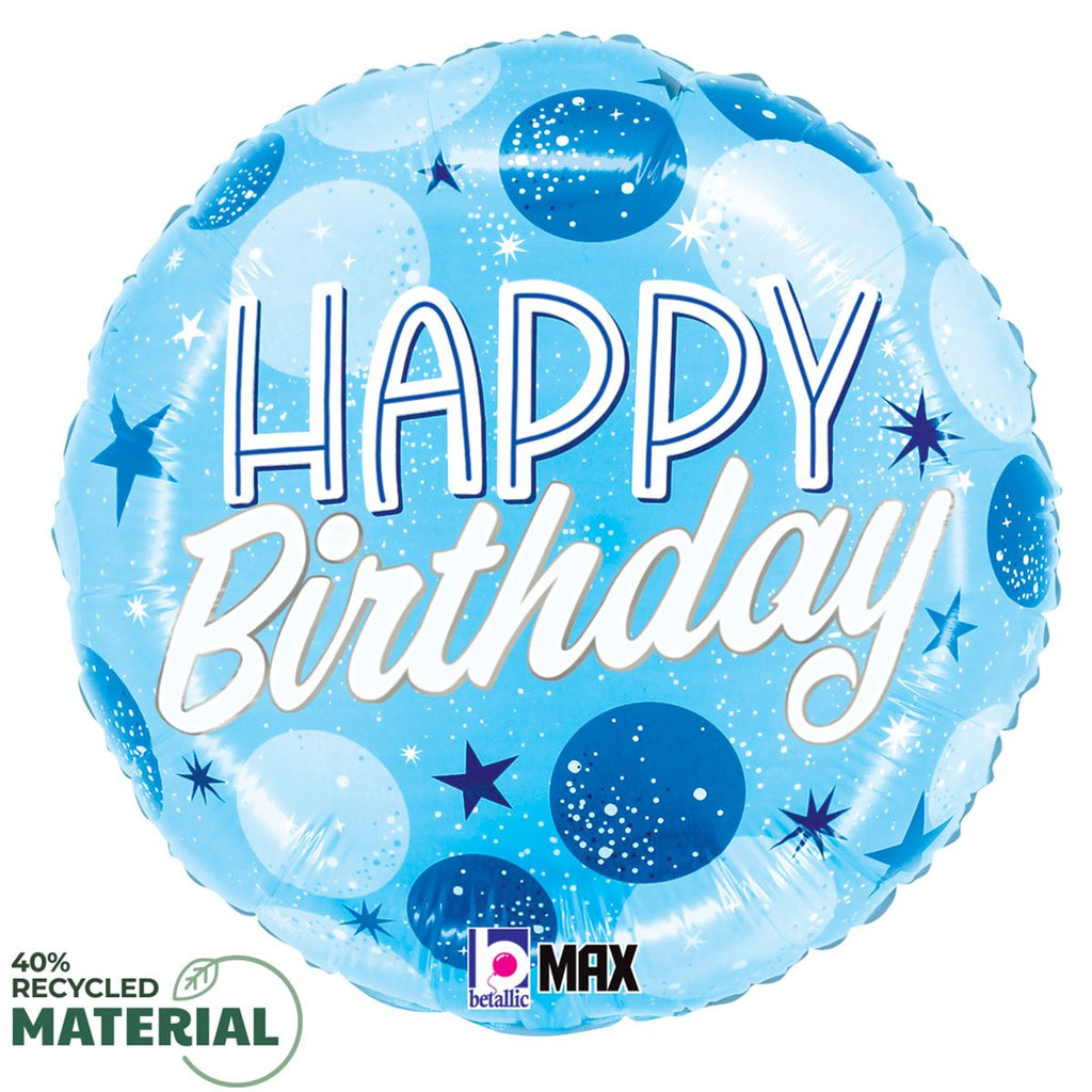 18 inch BIRTHDAY BLUE SPARKLE DOTS