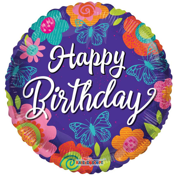 18 inch BIRTHDAY BUTTERFLIES & FLOWERS - LA Balloons