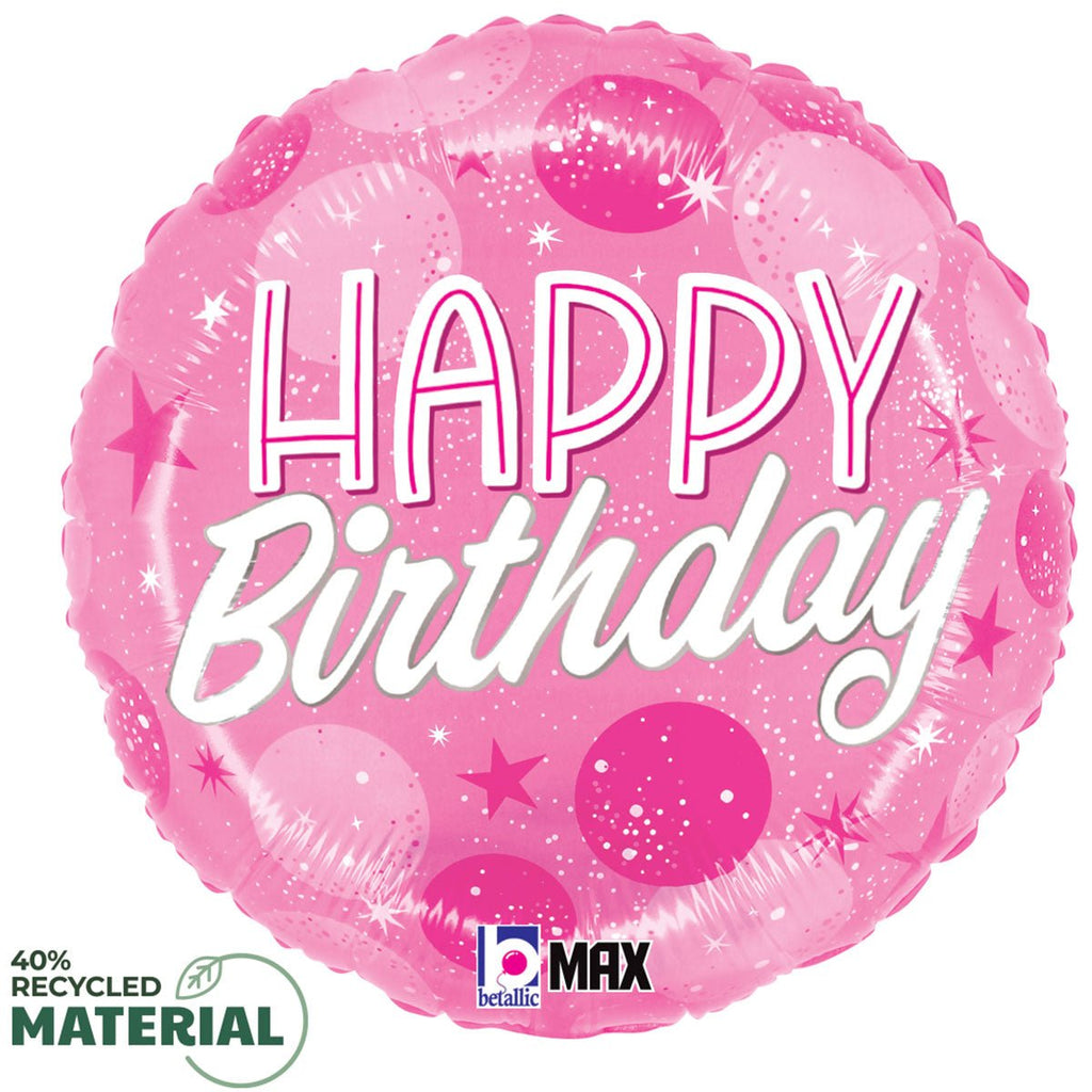 18 inch BIRTHDAY PINK SPARKLE DOTS