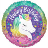 18 inch BIRTHDAY RAINBOW UNICORN HOLOGRAPHIC - LA Balloons