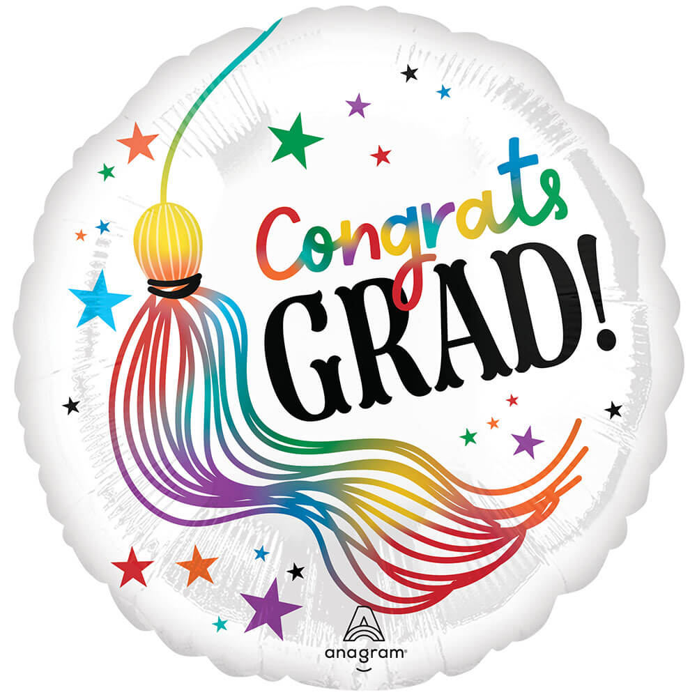 18 inch CONGRATS GRAD RAINBOW TASSEL