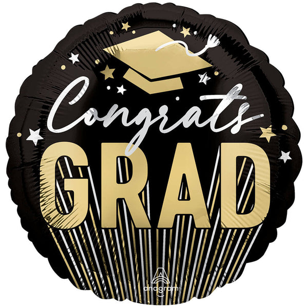 18 inch CONGRATS GRAD STRIPES & STARS - LA Balloons