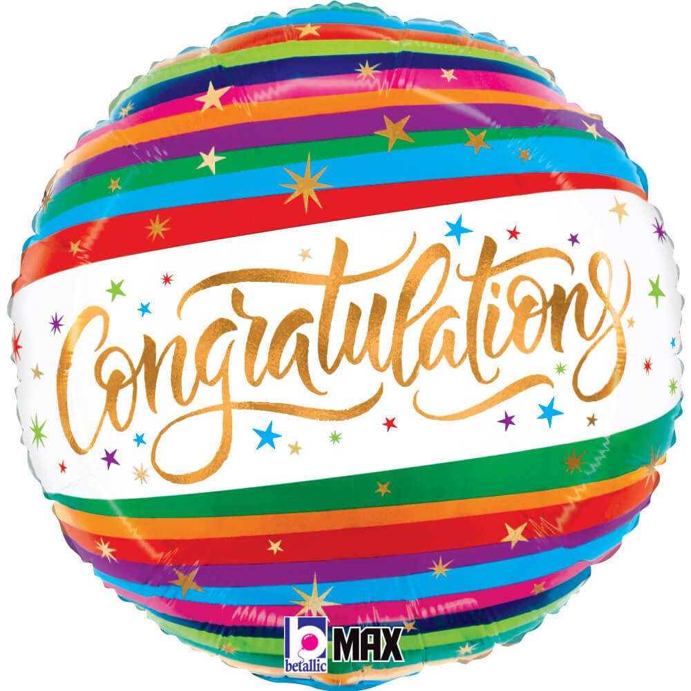 18 inch CONGRATULATIONS FUN STRIPES