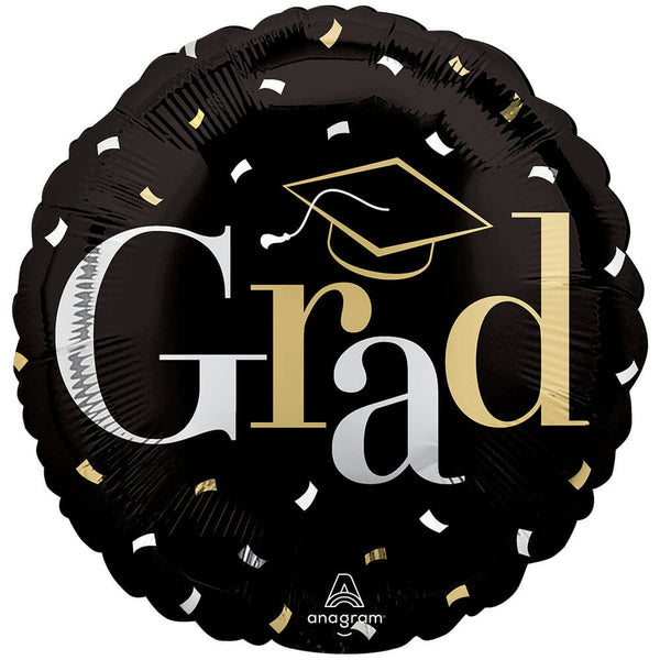 18 inch GRAD CAPS SILVER & GOLD - LA Balloons