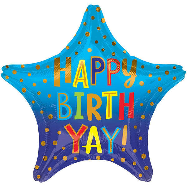 18 inch HAPPY BIRTH YAY STAR - LA Balloons