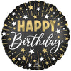 18 inch HAPPY BIRTHDAY BLACK SILVER GOLD - LA Balloons