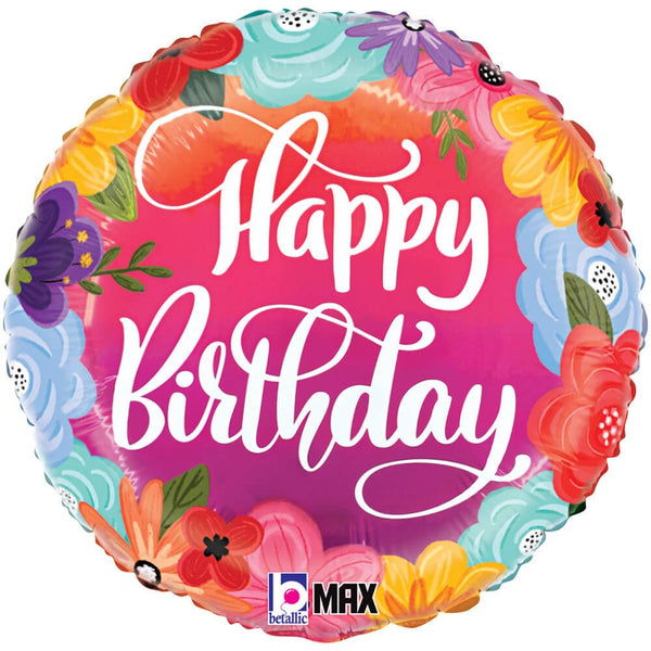18 inch HAPPY BIRTHDAY BRIGHT FLOWERS - LA Balloons