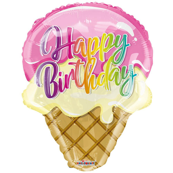 18 inch HAPPY BIRTHDAY ICE CREAM CONE GELLIBEAN - LA Balloons