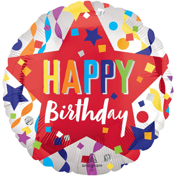 18 inch HAPPY BIRTHDAY SATIN STAR - LA Balloons