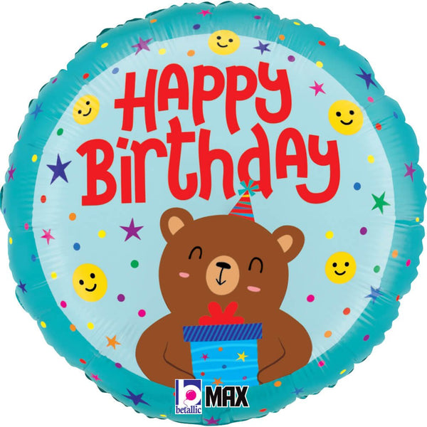 18 inch HAPPY BIRTHDAY SMILEY BEAR - LA Balloons