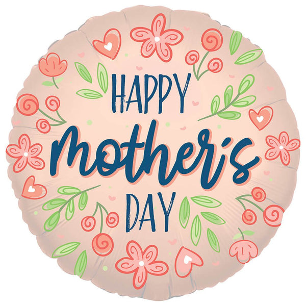 18 inch HAPPY MOTHER'S DAY FLOWERS MATTE ROSE GOLD - LA Balloons