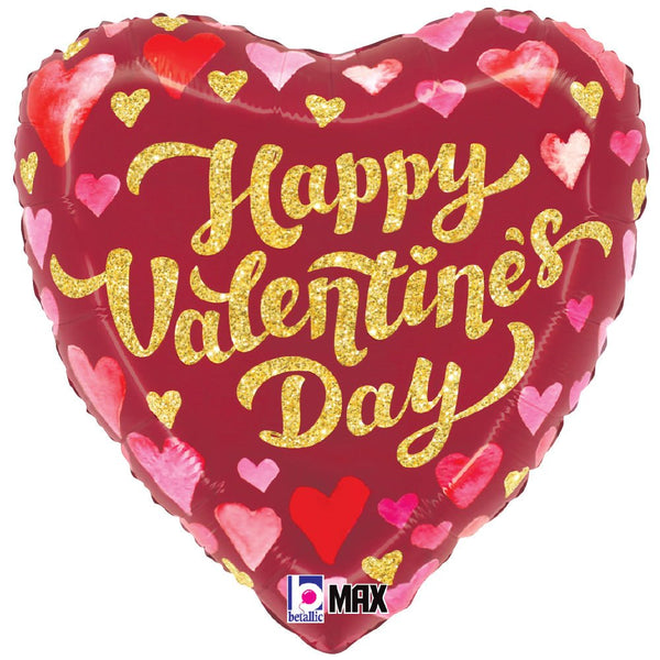 18 inch HAPPY VALENTINE'S DAY SPARKLES HEART - LA Balloons