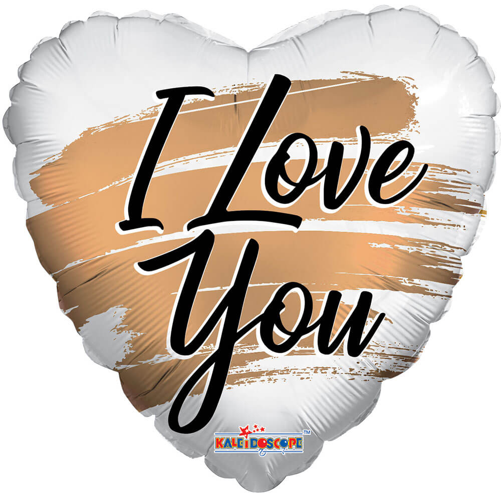18 inch I LOVE YOU GOLD BRUSH MATTE HEART