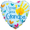 18 inch I LOVE YOU GRANDPA HANDPRINTS GELLIBEAN HEART - LA Balloons