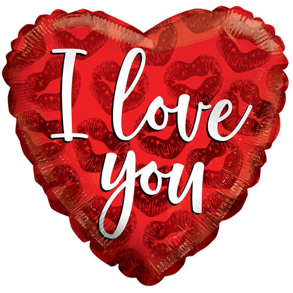 18 inch I LOVE YOU RED KISSES HEART - LA Balloons