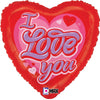 18 inch I LOVE YOU RETRO HEART - LA Balloons