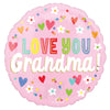 18 inch LOVE YOU GRANDMA HEARTS & FLOWERS - LA Balloons