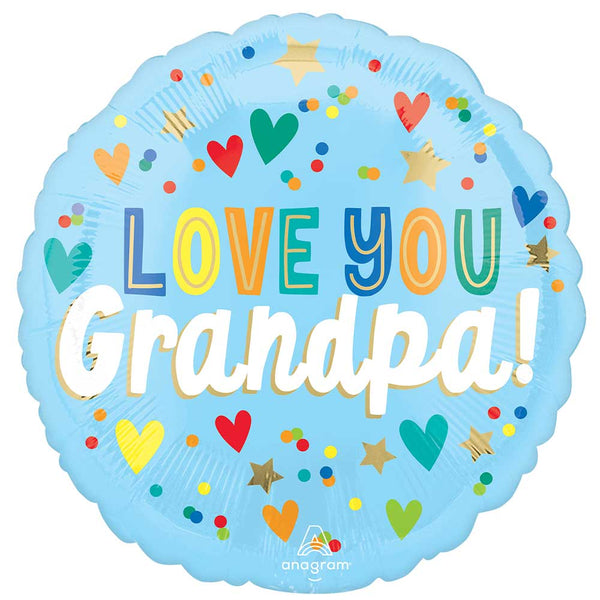 18 inch LOVE YOU GRANDPA HEARTS & STARS - LA Balloons