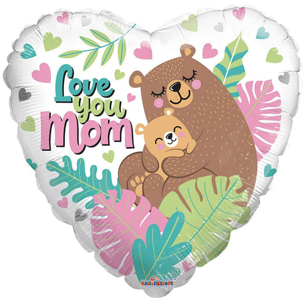 18 inch LOVE YOU MOM BEARS HEART - LA Balloons