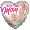 18 inch LOVE YOU MOM TULIPS MATTE HEART - LA Balloons