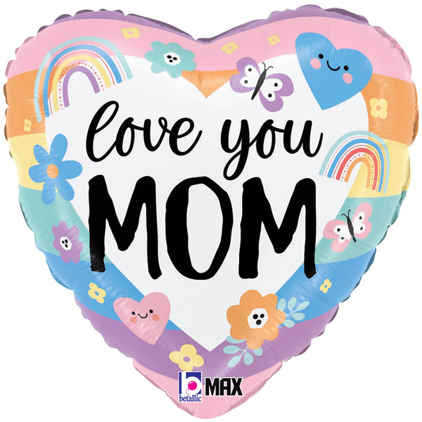 18 inch PASTEL RAINBOW LOVE YOU MOM - LA Balloons