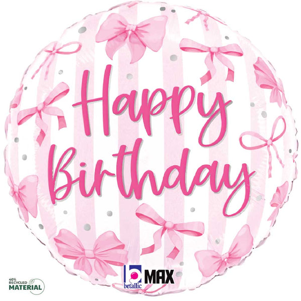 18 inch PRETTY PINK BOW BIRTHDAY - LA Balloons
