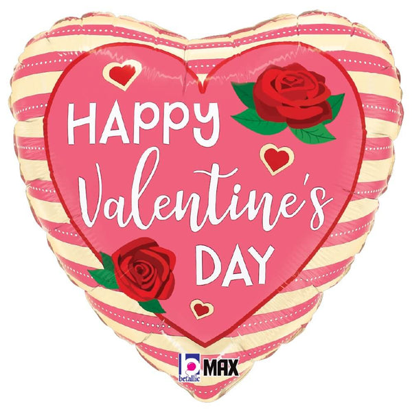 18 inch ROSE STRIPES VALENTINE - LA Balloons