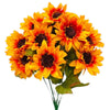 18 inch SATIN FAUX SUNFLOWER BUSH - HARVEST ORANGE YELLOW - LA Balloons