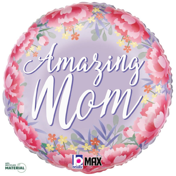 18 inch SATIN FLORAL AMAZING MOM - LA Balloons