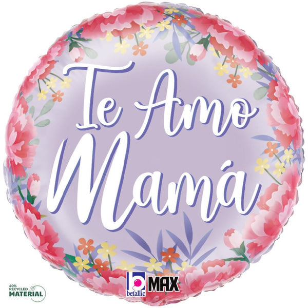 18 inch SATIN FLORAL TE AMO MAMA - LA Balloons