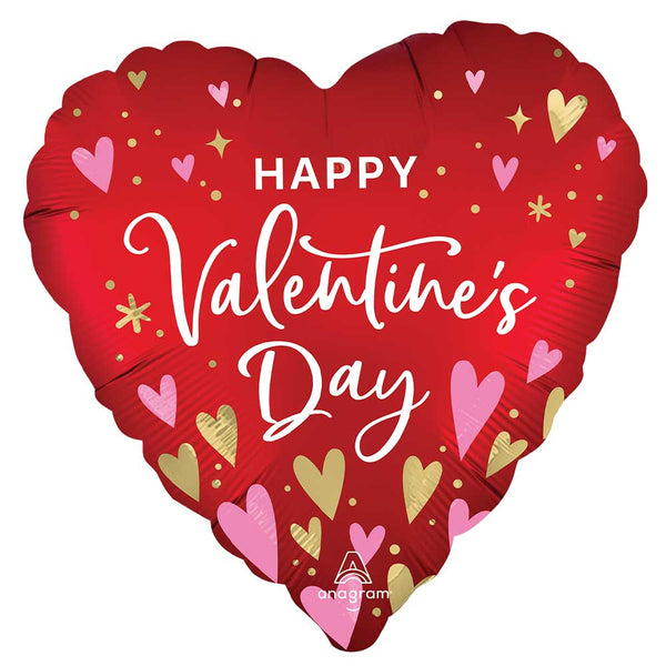 18 inch SATIN HAPPY VALENTINE'S DAY HEARTFELT ELEGANCE - LA Balloons