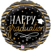 18 inch SATIN METALLIC HAPPY GRADUATION STRIPES - LA Balloons
