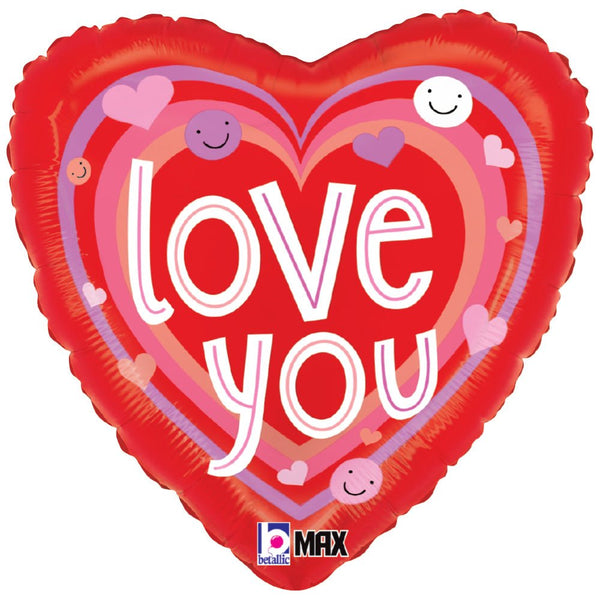 18 inch SMILEY LOVE HEARTS - LA Balloons